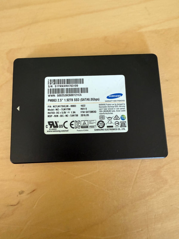 Samsung PM863 1.92TB SATA III (6G) Internal SSD (MZ-7LM3T90)