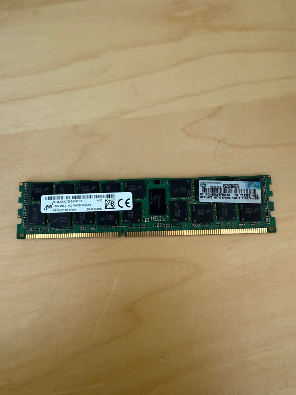 16GB DDR3 PC3-14000R ECC Registered Server DIMM Micron HP/HPE MT36.JSF2G72PZ-1G9E1HF HP SB 712383 - 081
