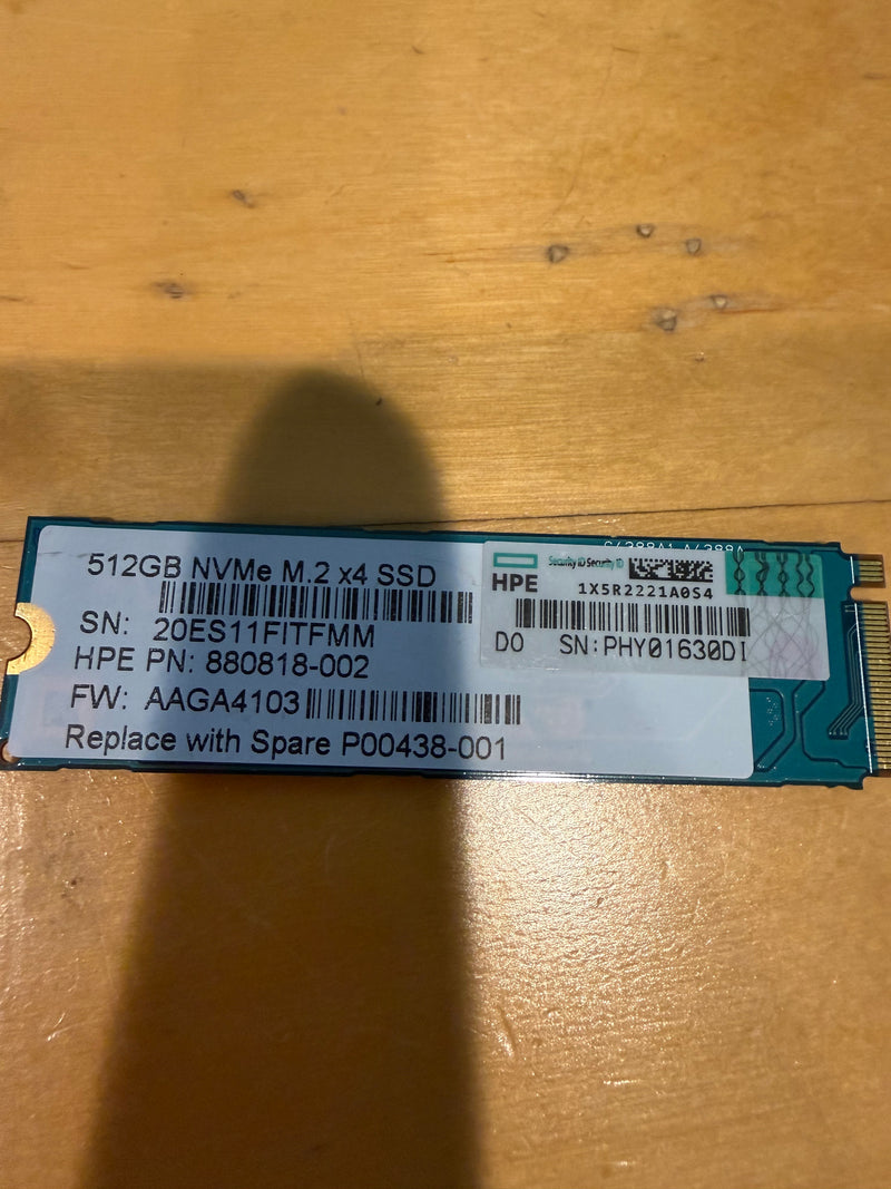 HPE 512GB NVMe M.2 2280 PCIe Gen3 x4 SSD (880818-002, KXG50ZNV512G)